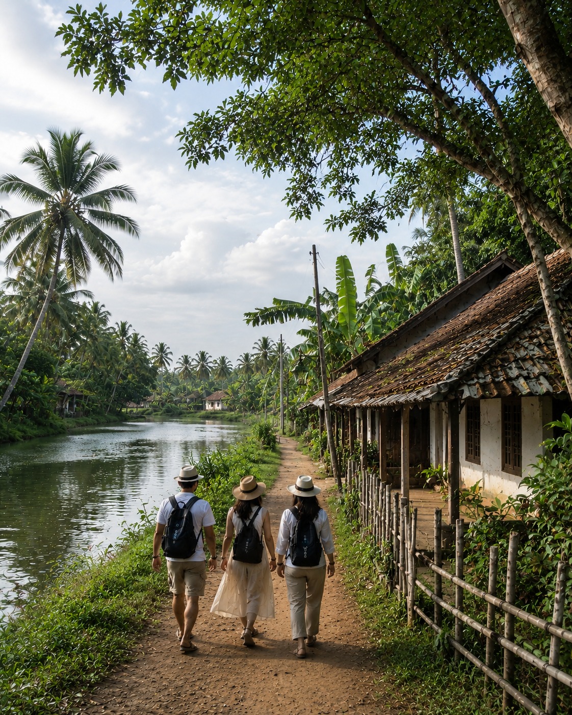 Local village walk showing the authentic cultural heritage of Kerala backwaters